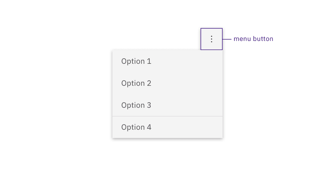 an activated button reveals 3 options in a menu