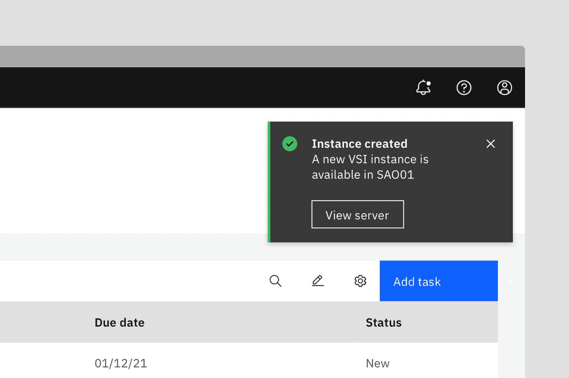 Actionable notification styled as a toast