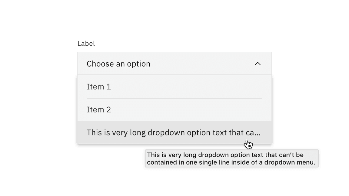 Dropdown overflow text truncation.