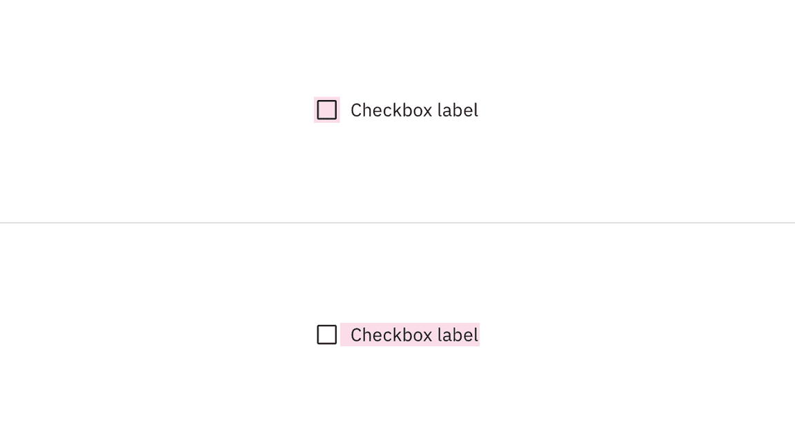 Click targets for checkbox.