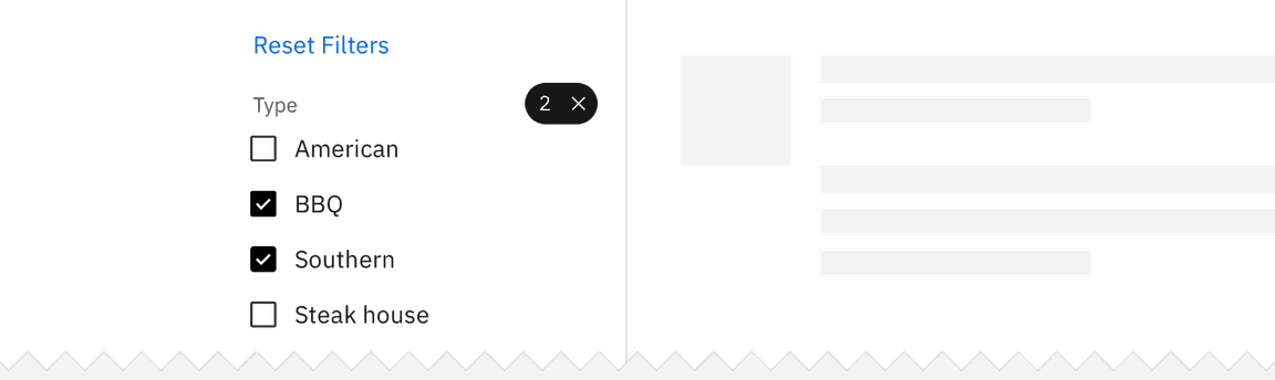 Example of reset in a filter