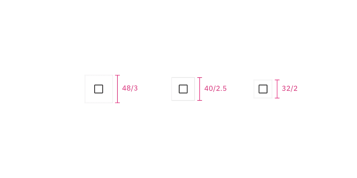 Example of trigger button container height sizes.