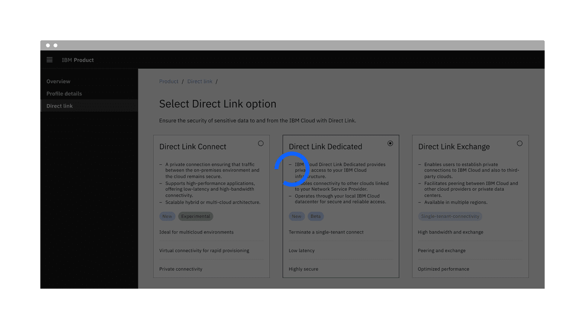 Example of the large loading indicator placement for full-screen loading with an overlay