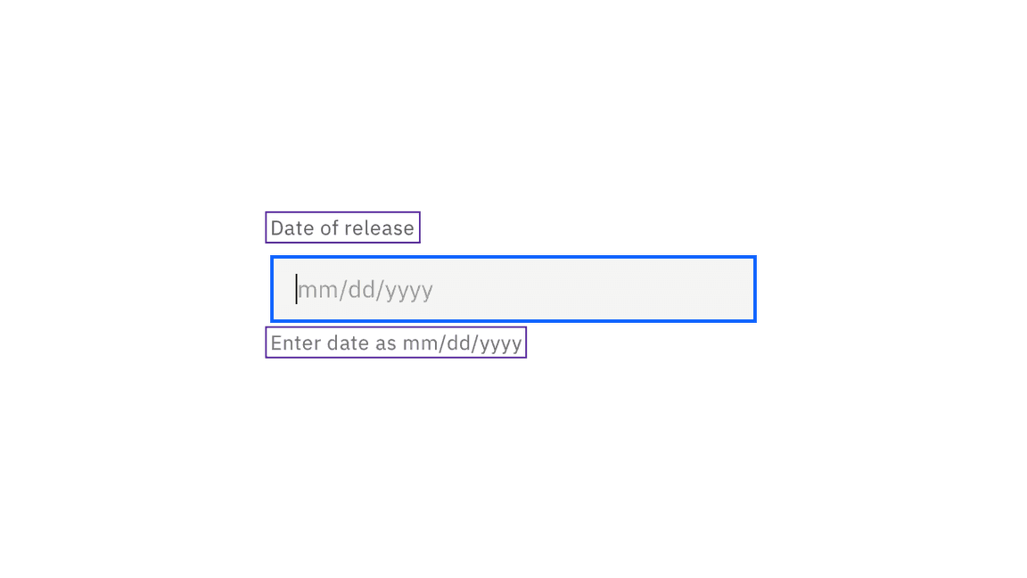 Date of release label and date input helper text are shown as being accessibly provided