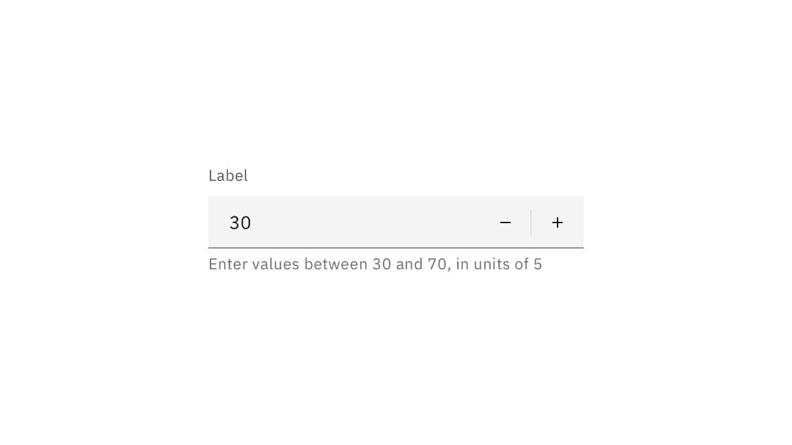 a numeric input with helper text to enter values between 30 and 70, in increments of 5