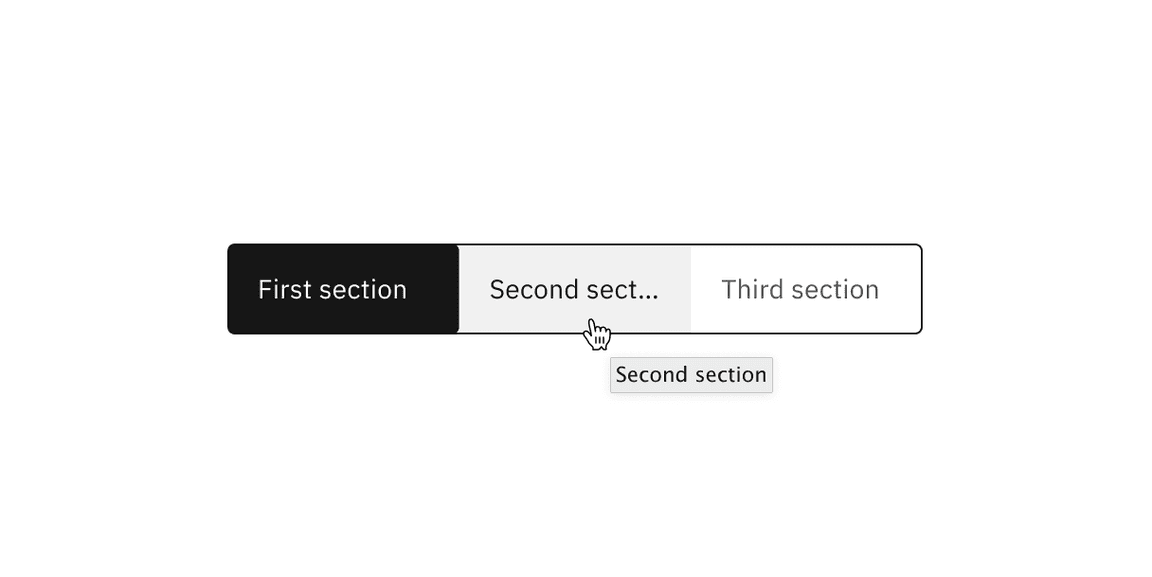Example shows the overflow text in a content switcher’s tab.