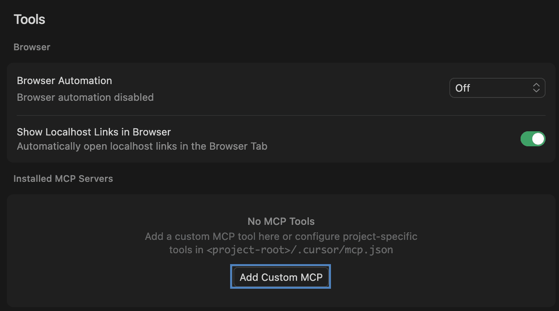 Cursor Add Custom MCP