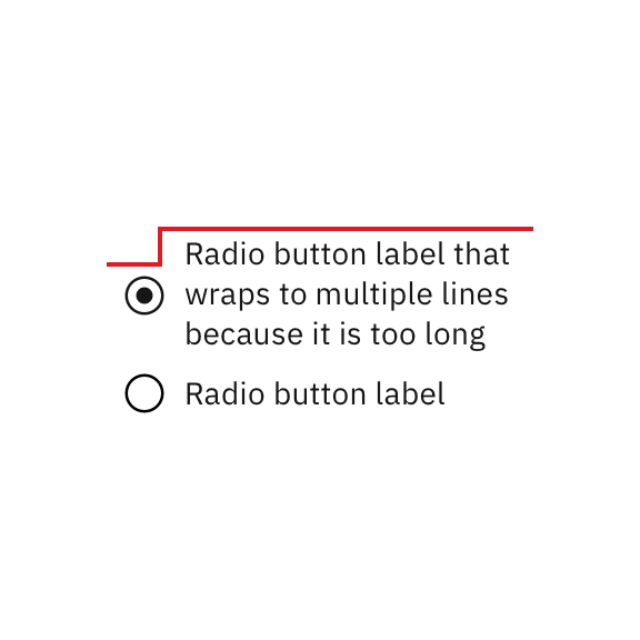 Do not vertically center wrapped text with the radio button.