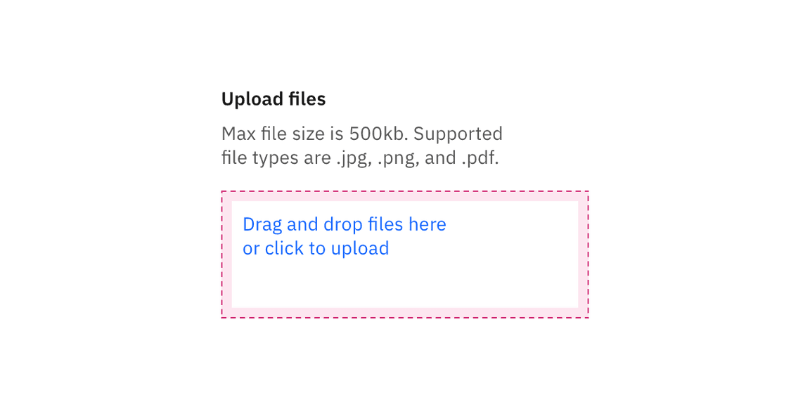 File uploader drop zone click target