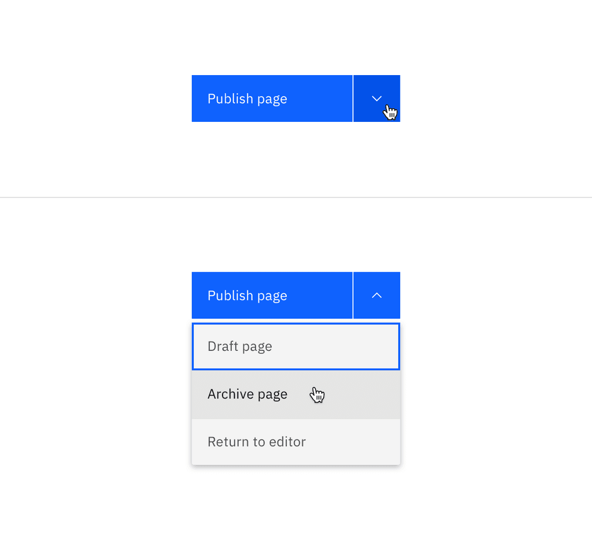 Example of combo button functionality.