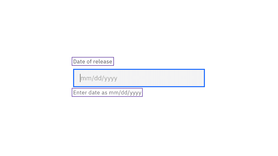 Date of release label and date input helper text are shown as being accessibly provided