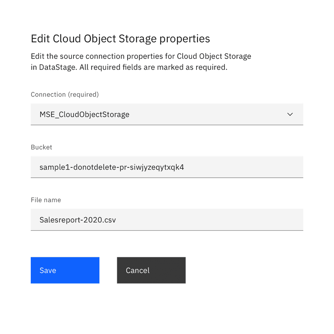 Example of product configuration properties using the required pattern