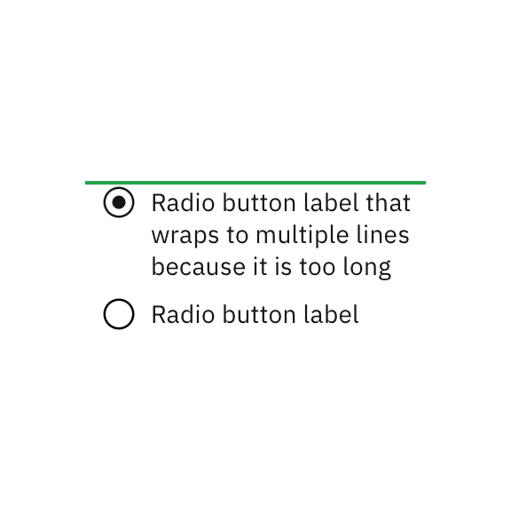 Do let text wrap beneath the radio button so the control and label are top aligned.