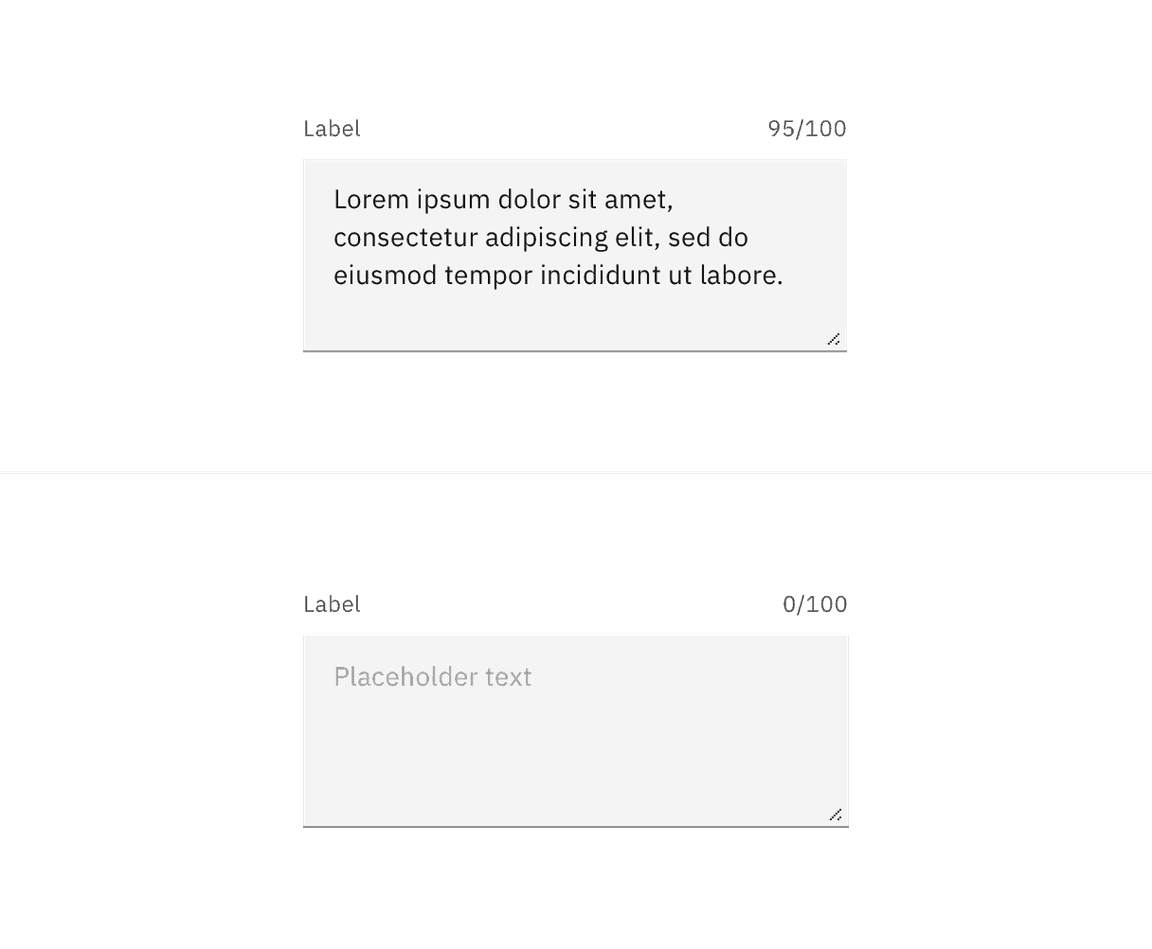 Example of an enabled text area in the default style