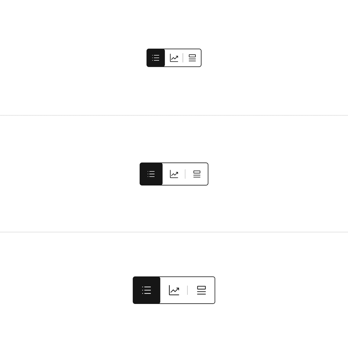 Height options for the icon content switcher