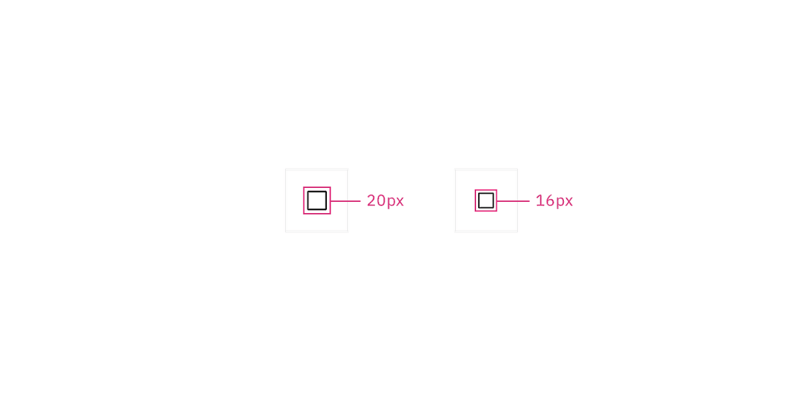 Example of trigger button icon sizes.