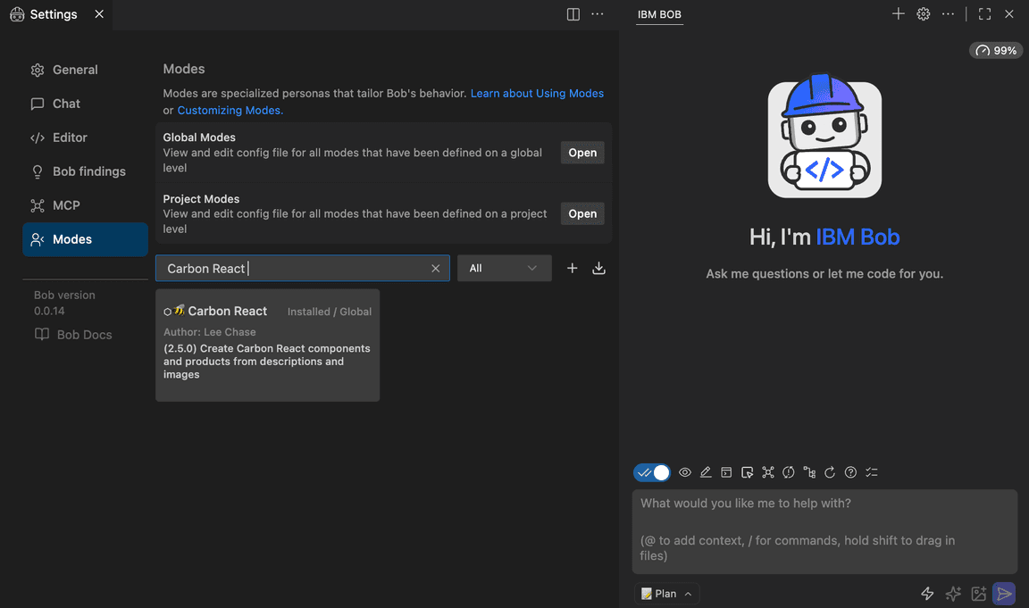 Carbon React mode installed