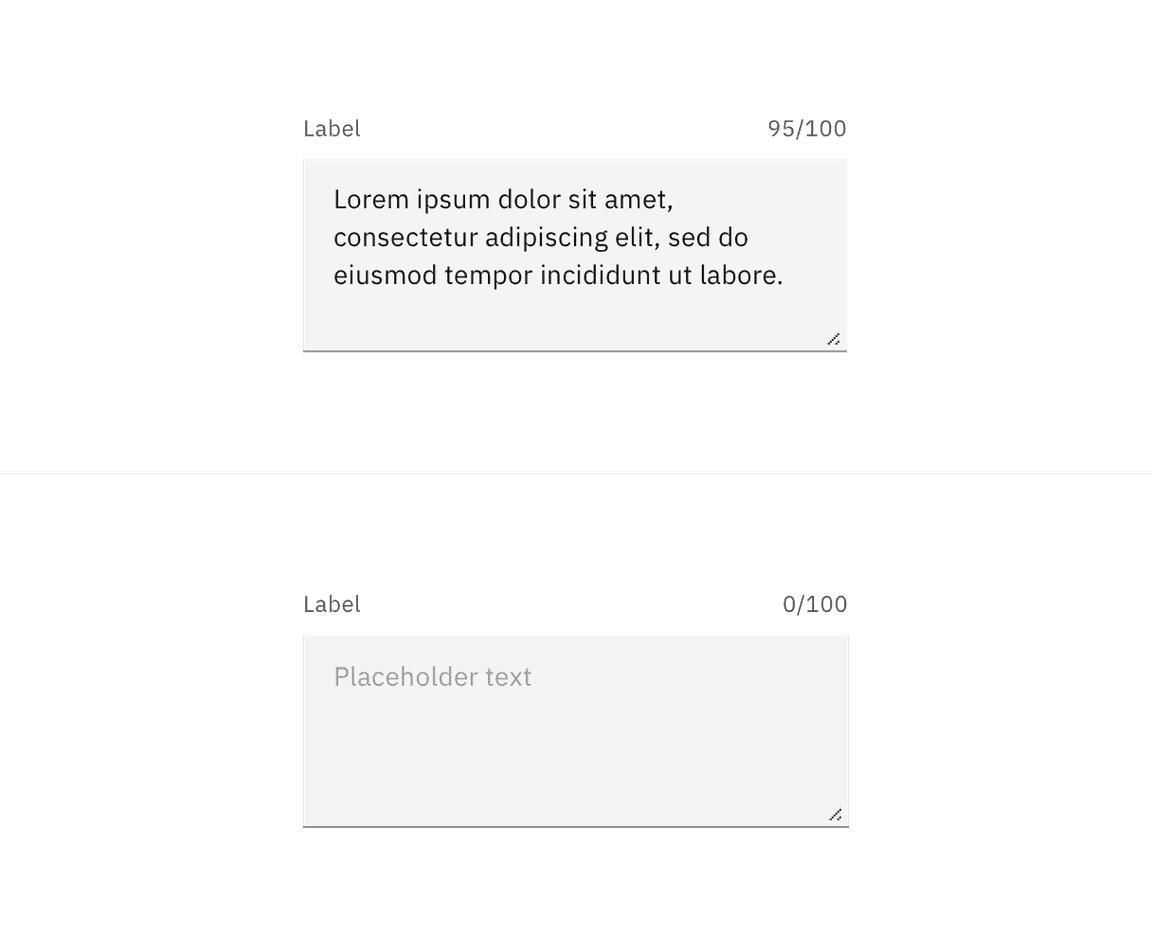 Example of an enabled text area in the default style