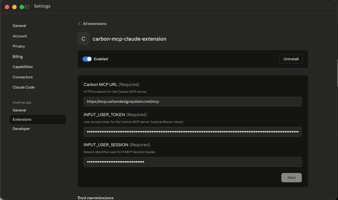Carbon MCP Claude Desktop extension