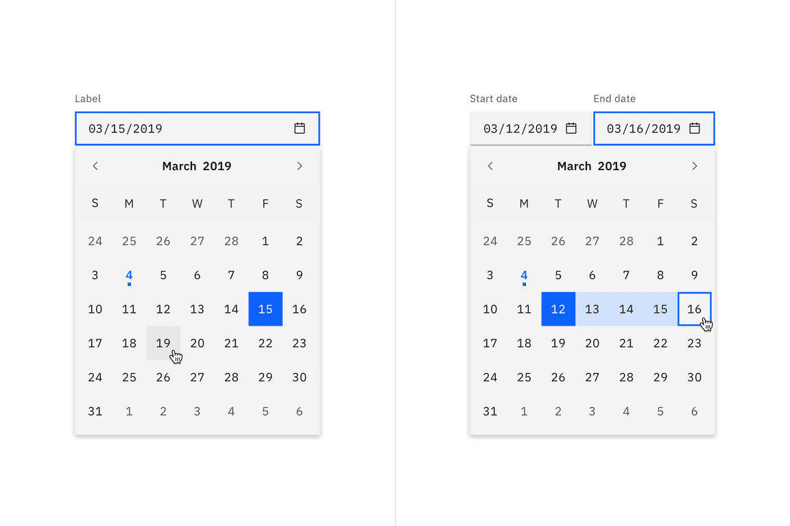 Date picker calendar examples