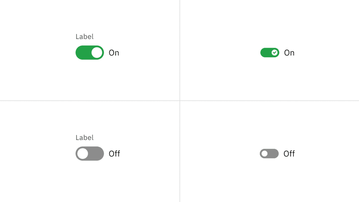 On and off toggle states