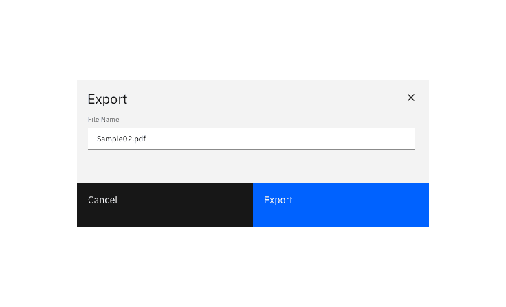 Example of an export modal