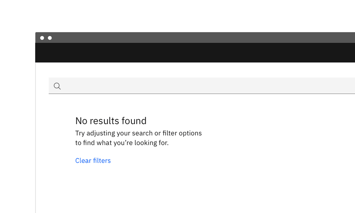 A message showing there are no search results